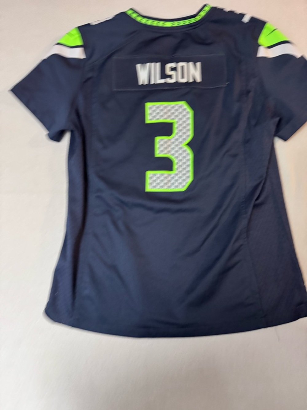 NFL Seattle Seahawks Navy & Neon Green #3 Women’s Jersey - Picture 7 of 11